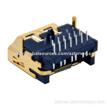 HDMI 19P Connector, Receptacle, Right Angle DIP Type